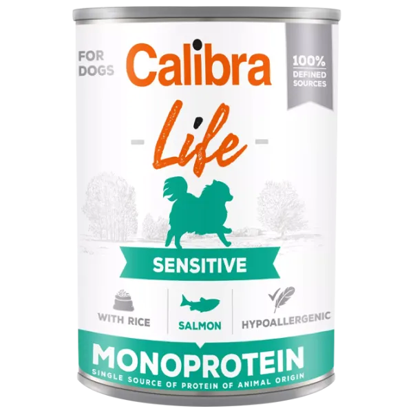 Корм для собак влажный Calibra Dog Life can Sensitive 0.4 кг/ Лосось, рис photo 1