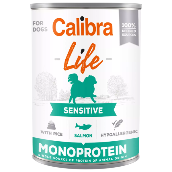 Корм для собак влажный Calibra Dog Life can Sensitive 0.4 кг/ Лосось, рис photo 1