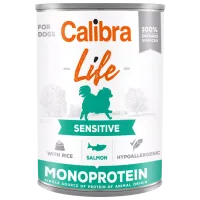Корм для собак влажный Calibra Dog Life can Sensitive 0.4 кг/ Лосось, рис