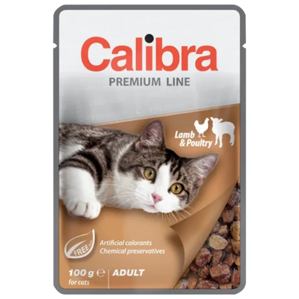 Hrană pentru pisici umedă Calibra Cat pouch Premium Adult 0.1 kg/ Miel, pasăre photo 1 Hrană pentru pisici umedă Calibra Cat pouch Premium Adult 0.1 kg/ Miel, pasăre photo 1