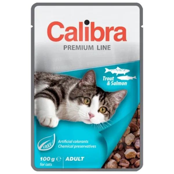 Корм для кошек влажный Calibra Cat pouch Premium Adult 0.1 кг/ Форель, лосось photo 1 Корм для кошек влажный Calibra Cat pouch Premium Adult 0.1 кг/ Форель, лосось photo 1