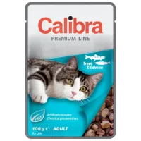 Hrană pentru pisici umedă Calibra Cat pouch Premium Adult 0.1 kg/ Păstrăv, somon
