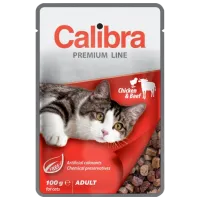 Hrană pentru pisici umedă Calibra Cat pouch Premium Adult 0.1 kg/ Vită, găină