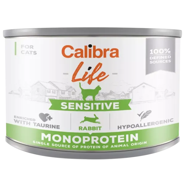Корм для кошек влажный Calibra Cat Life can Sensitive 0.2 кг/ Кролик photo 1