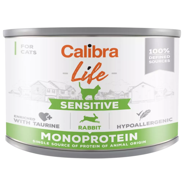Корм для кошек влажный Calibra Cat Life can Sensitive 0.2 кг/ Кролик photo 1