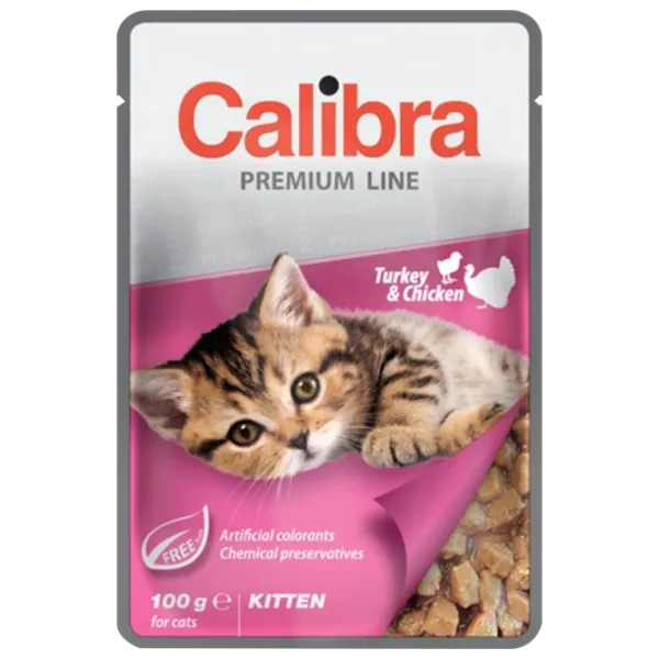 Корм для кошек влажный Calibra Cat pouch Premium котенок 0.1 кг/ Индейка, курица photo 1