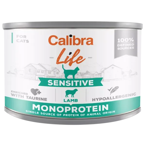 Корм для кошек влажный Calibra Cat Life can Sensitive 0.2 кг/ Ягненок photo 1