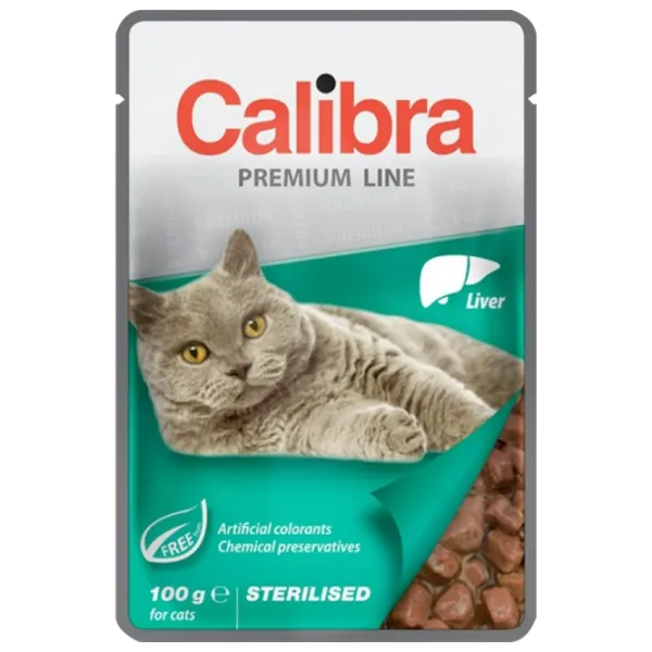 Корм для кошек влажный Calibra Cat pouch Premium стерилизование 0.1 кг/ Печень photo 1 Корм для кошек влажный Calibra Cat pouch Premium стерилизование 0.1 кг/ Печень photo 1