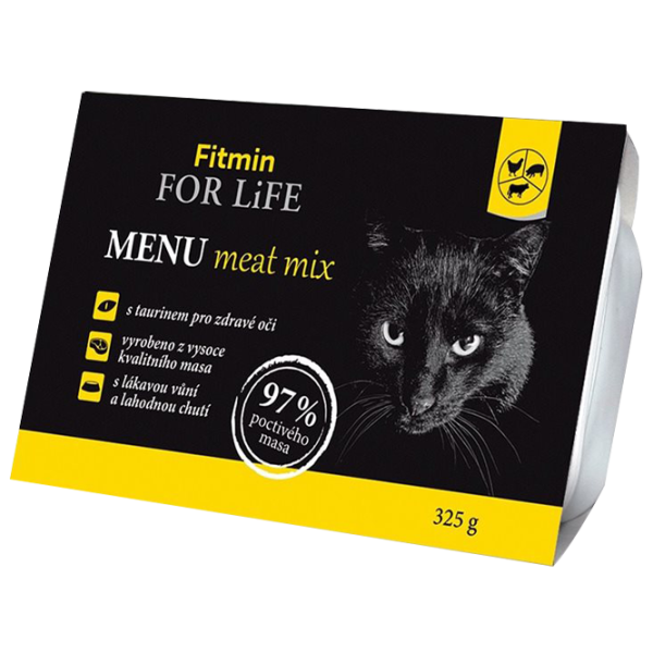 Hrană pentru pisici umedă Fitmin For Life Menu mix 0.325 kg/ Găină, porc, vită photo 1 Hrană pentru pisici umedă Fitmin For Life Menu mix 0.325 kg/ Găină, porc, vită photo 1