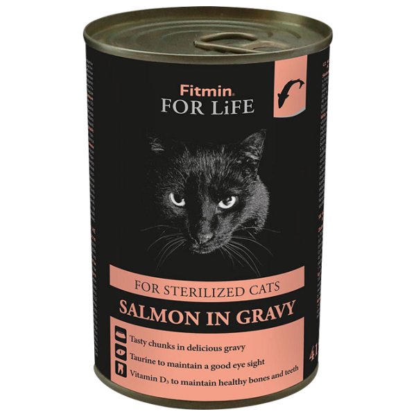 Корм для кошек влажный Fitmin For Life стерилизованные кошки 0.415 кг/ Лосось photo 1 Корм для кошек влажный Fitmin For Life стерилизованные кошки 0.415 кг/ Лосось photo 1