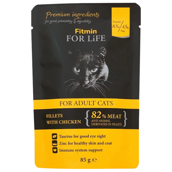 Корм для кошек влажный Fitmin For Life pouch Adult 85 г/ Курица photo 1 Корм для кошек влажный Fitmin For Life pouch Adult 85 г/ Курица photo 1