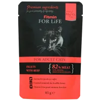 Hrană pentru pisici umedă Fitmin For Life pouch Adult 85 g/ Vită