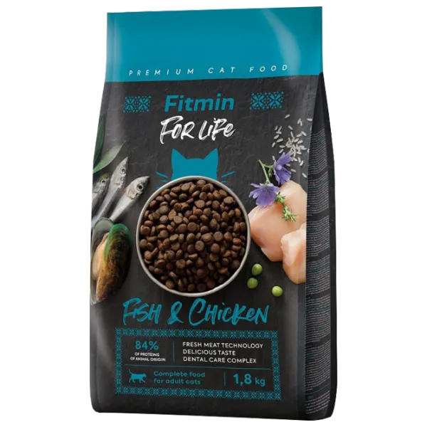 Корм для кошек сухой Fitmin For Life Adult 1028 1.8 кг/ Курица, рыба photo 1 Корм для кошек сухой Fitmin For Life Adult 1028 1.8 кг/ Курица, рыба photo 1