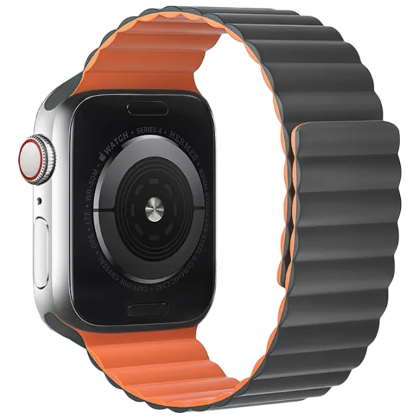Ремешок Apple Watch WA07 Flexible series magnetic strap Силикон/
38, 40, 41 мм / Серый Оранжевый photo 1