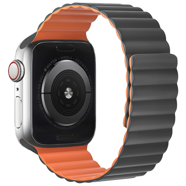 Ремешок Apple Watch WA07 Flexible series magnetic strap Силикон/
38, 40, 41 мм / Серый Оранжевый photo 1