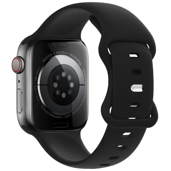 Curelușă Apple Watch WA15 Flexible series 8-character buckle solid color silicone strap Silicon/
42, 44, 45, 49 mm / Black  photo 1