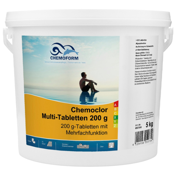 Pastile multifuncționale Chemoform 050734 comprimate/ pentru clorurare/ 200 g photo 1 Pastile multifuncționale Chemoform 050734 comprimate/ pentru clorurare/ 200 g photo 1