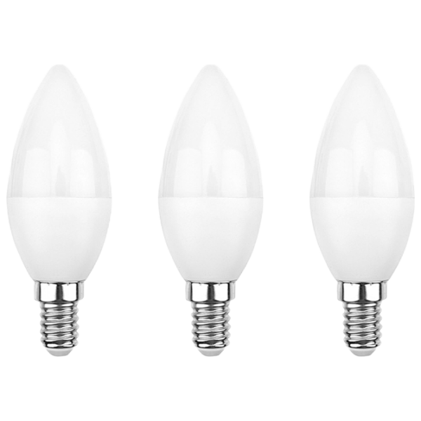Комплект лампочек светодиодная Rexant C37 604-205-3 E14/ 11.5 Вт/ 6500 К/ 1093лм/ White photo 1 Комплект лампочек светодиодная Rexant C37 604-205-3 E14/ 11.5 Вт/ 6500 К/ 1093лм/ White photo 1