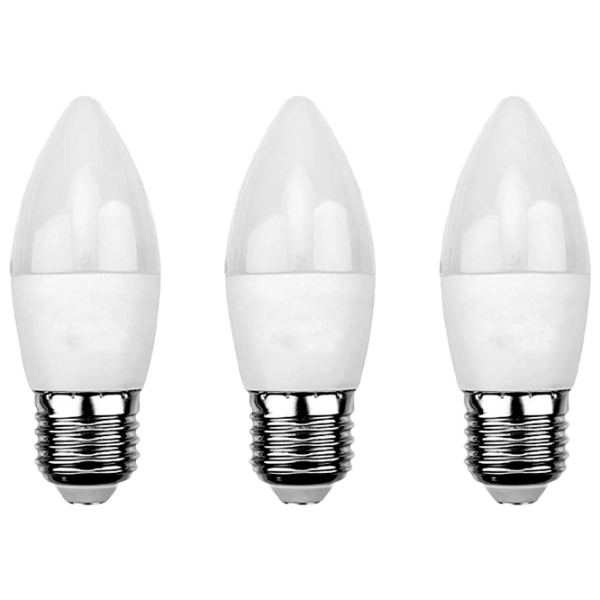 Комплект лампочек светодиодная Rexant C37 604-204-3 E27/ 11.5 Вт/ 6500 К/ 903лм/ White photo 1 Комплект лампочек светодиодная Rexant C37 604-204-3 E27/ 11.5 Вт/ 6500 К/ 903лм/ White photo 1