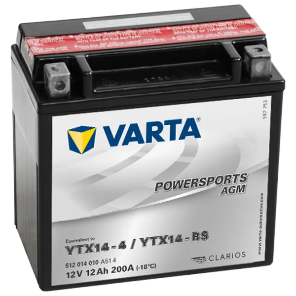 Вспомогательный аккумулятор Varta YTX14-BS 200A photo 1