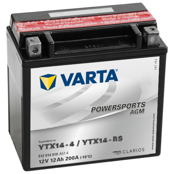 Вспомогательный аккумулятор Varta YTX14-BS 200A photo 1