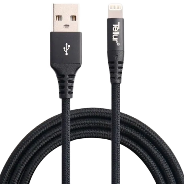 Кабель для телефона Kevlar Tellur USB Type-A + Lightning 1 м/ Черный photo 1