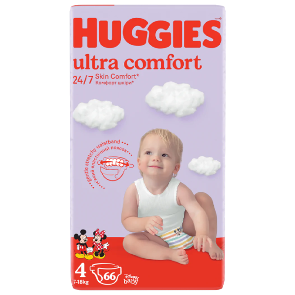 Scutece pentru copii Huggies Ultra Comfort Mega 4 8 - 14 kg/ 66 buc. photo 1