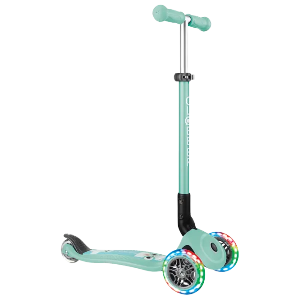 Trotinetă pentru copii cu trei roți Globber Primo Foldable Lights (7239-003) 50 kg/ Mint photo 1 Trotinetă pentru copii cu trei roți Globber Primo Foldable Lights (7239-003) 50 kg/ Mint photo 1