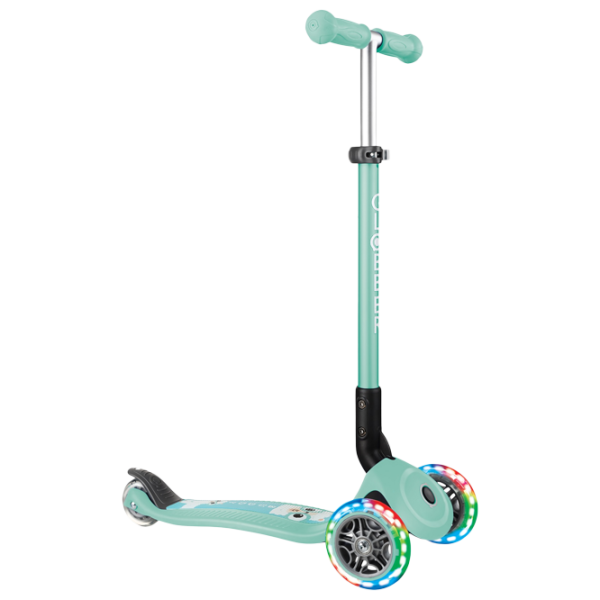 Trotinetă pentru copii cu trei roți Globber Primo Foldable Lights (7239-003) 50 kg/ Mint photo 1 Trotinetă pentru copii cu trei roți Globber Primo Foldable Lights (7239-003) 50 kg/ Mint photo 1