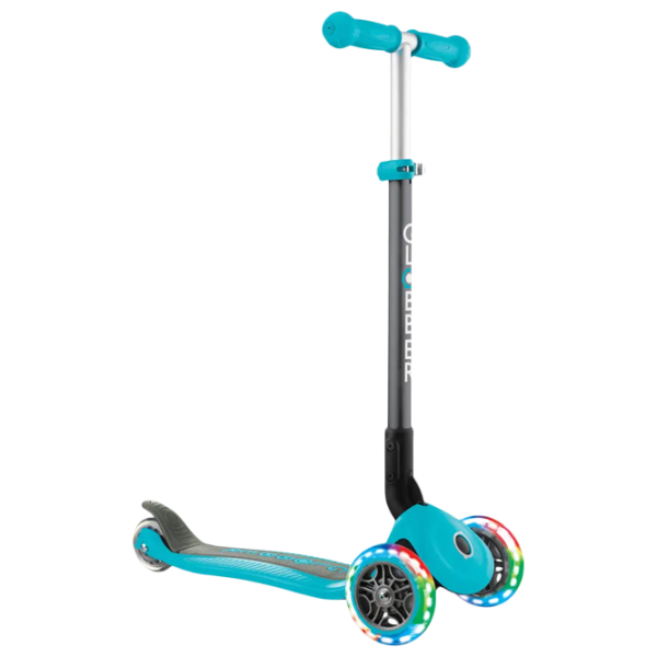 Trotinetă pentru copii cu trei roți Globber Primo Foldable Lights (7239-004) 50 kg/ Teal photo 1 Trotinetă pentru copii cu trei roți Globber Primo Foldable Lights (7239-004) 50 kg/ Teal photo 1