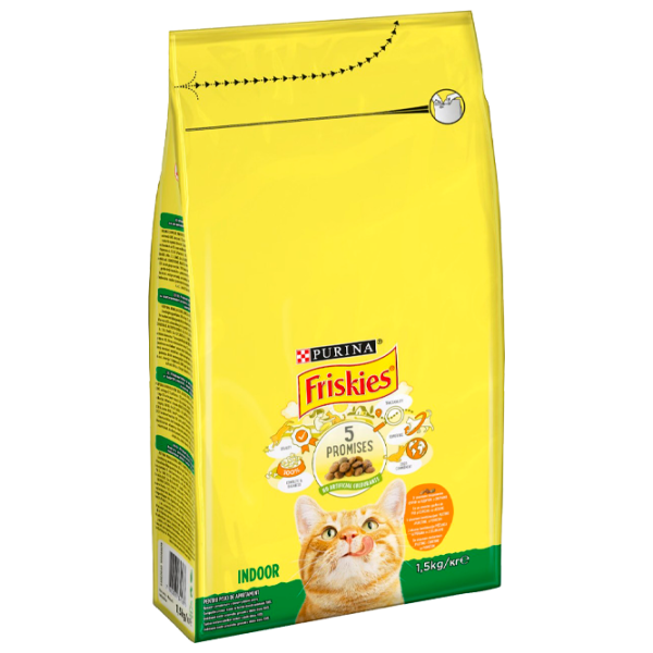 Корм для кошек сухой Purina Friskies Indoor 76861 1.5 кг/ Курица, овощи photo 1 Корм для кошек сухой Purina Friskies Indoor 76861 1.5 кг/ Курица, овощи photo 1
