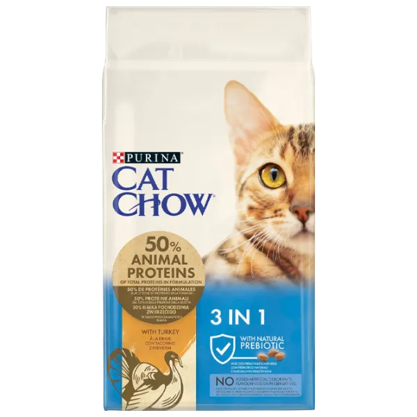 Корм для кошек сухой Purina Cat Chow Feline 3 in 1 72561 15 кг/ Индейка photo 1