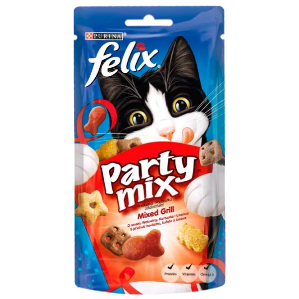 Hrană pentru pisici uscată Purina Felix Party Mix Mixed Grill 72741 0.06 kg/ Vită, găină, somon photo 1 Hrană pentru pisici uscată Purina Felix Party Mix Mixed Grill 72741 0.06 kg/ Vită, găină, somon photo 1