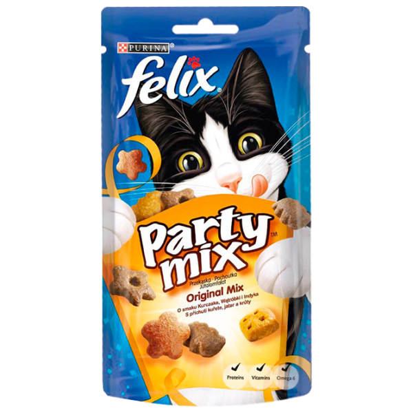 Hrană pentru pisici uscată Purina Felix Party Original Mix 72743 0.06 kg/ Găină, ficat, curcan photo 1 Hrană pentru pisici uscată Purina Felix Party Original Mix 72743 0.06 kg/ Găină, ficat, curcan photo 1
