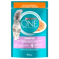 Корм для кошек влажный Purina One Sensitive 73101 85 г/ Курица, морковь