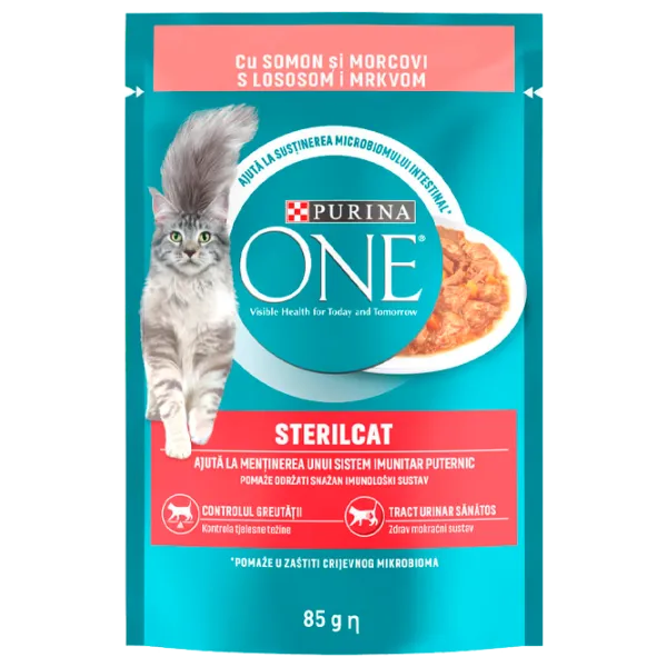 Корм для кошек влажный Purina One Sterilcat 73121 85 г/ Лосось, морковь photo 1