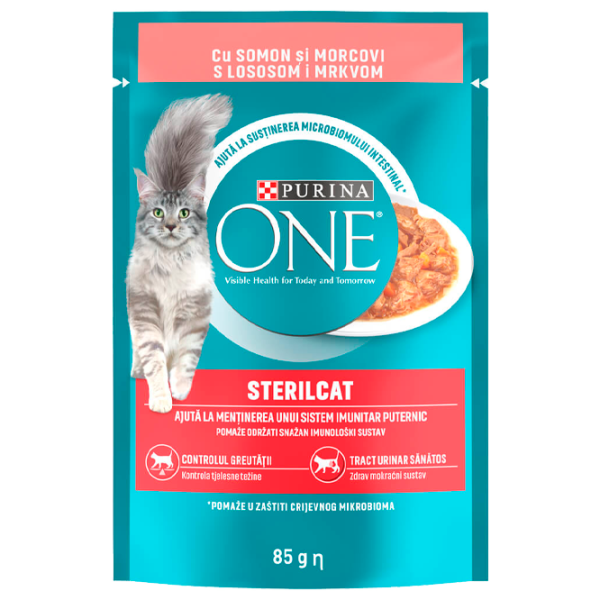 Корм для кошек влажный Purina One Sterilcat 73121 85 г/ Лосось, морковь photo 1