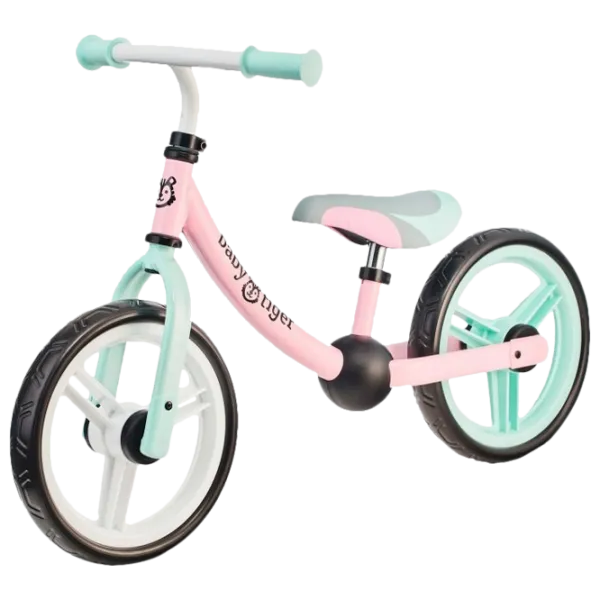 Bicicletă fără pedale BabyTiger Flow 12" Oțel/ Pink Mint photo 1