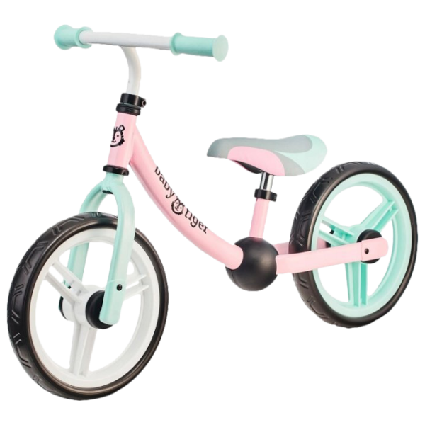 Bicicletă fără pedale BabyTiger Flow 12" Oțel/ Pink Mint photo 1