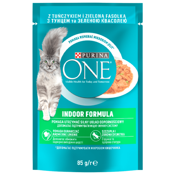 Корм для кошек влажный Purina One Indoor Formula 73001 85 г/ Тунец, горох photo 1