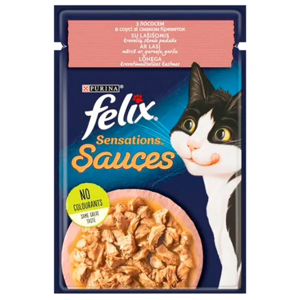 Корм для кошек влажный Purina Felix Sensations 72762 85 г/ Лосось, креветки photo 1