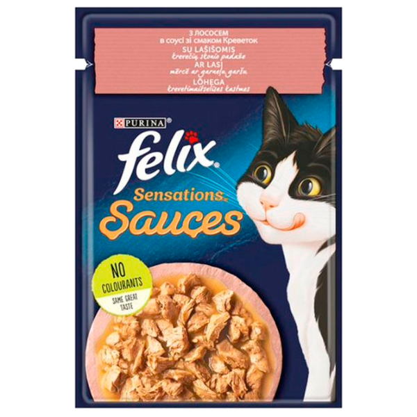 Корм для кошек влажный Purina Felix Sensations 72762 85 г/ Лосось, креветки photo 1