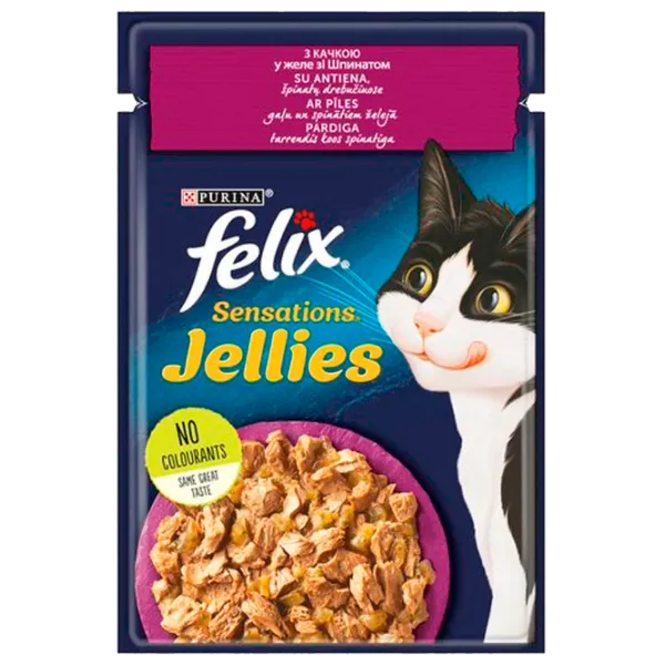 Hrană pentru pisici umedă Purina Felix Sensations 72763 85 g/ Rață, spanac photo 1