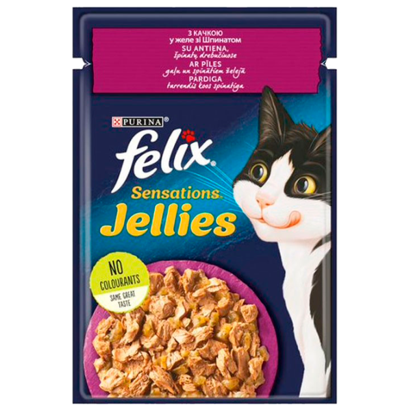 Hrană pentru pisici umedă Purina Felix Sensations 72763 85 g/ Rață, spanac photo 1