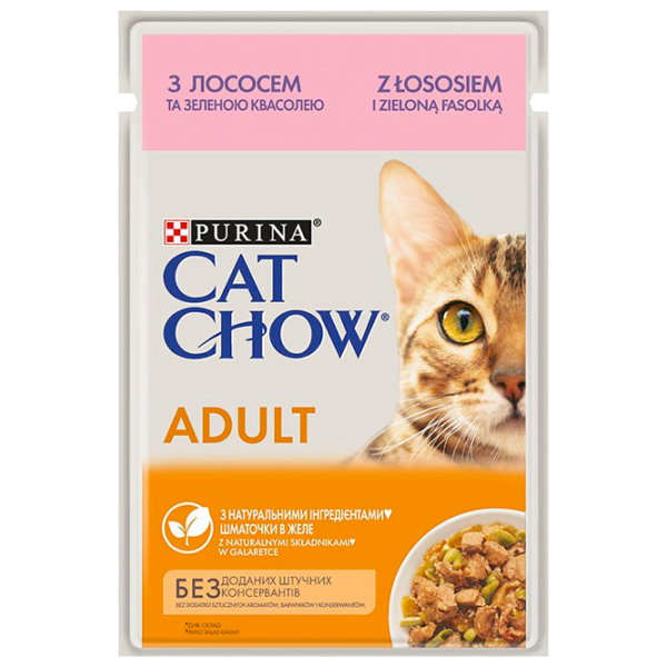 Корм для кошек влажный Purina Cat Chow 72541 85 г/ Лосось, горох photo 1 Корм для кошек влажный Purina Cat Chow 72541 85 г/ Лосось, горох photo 1