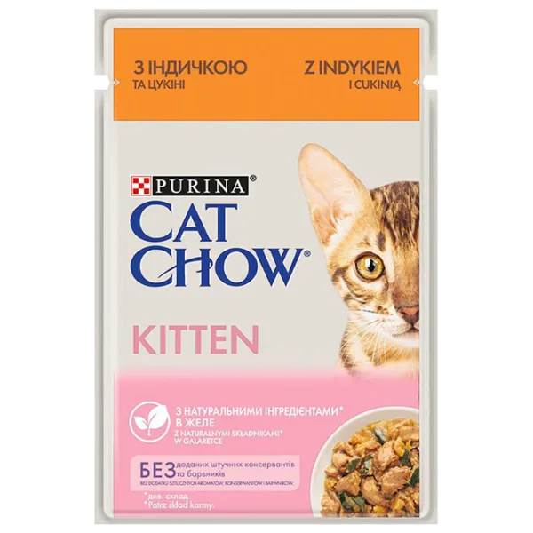 Корм для кошек влажный Purina Cat Chow Kitten 72581 85 г/ Индейка, тыква photo 1 Корм для кошек влажный Purina Cat Chow Kitten 72581 85 г/ Индейка, тыква photo 1