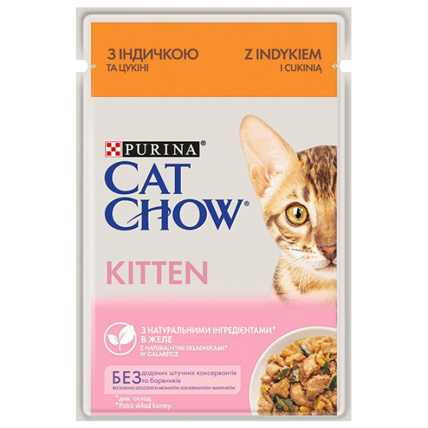 Корм для кошек влажный Purina Cat Chow Kitten 72581 85 г/ Индейка, тыква photo 1 Корм для кошек влажный Purina Cat Chow Kitten 72581 85 г/ Индейка, тыква photo 1