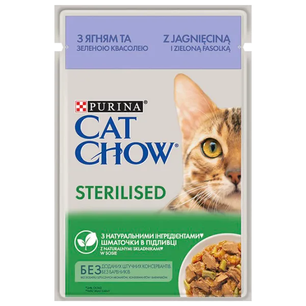 Корм для кошек влажный Purina Cat Chow Sterilised 72601 85 г/ Ягненок, горох photo 1