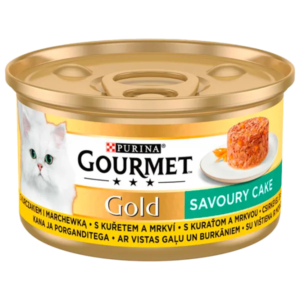 Корм для кошек влажный Purina Gourmet Gold Savoury Cake 72951 85 г/ Курица, морковь photo 1 Корм для кошек влажный Purina Gourmet Gold Savoury Cake 72951 85 г/ Курица, морковь photo 1