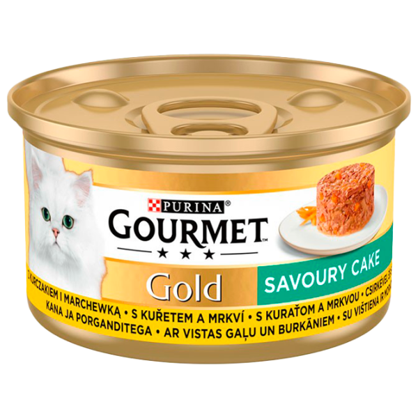 Корм для кошек влажный Purina Gourmet Gold Savoury Cake 72951 85 г/ Курица, морковь photo 1 Корм для кошек влажный Purina Gourmet Gold Savoury Cake 72951 85 г/ Курица, морковь photo 1